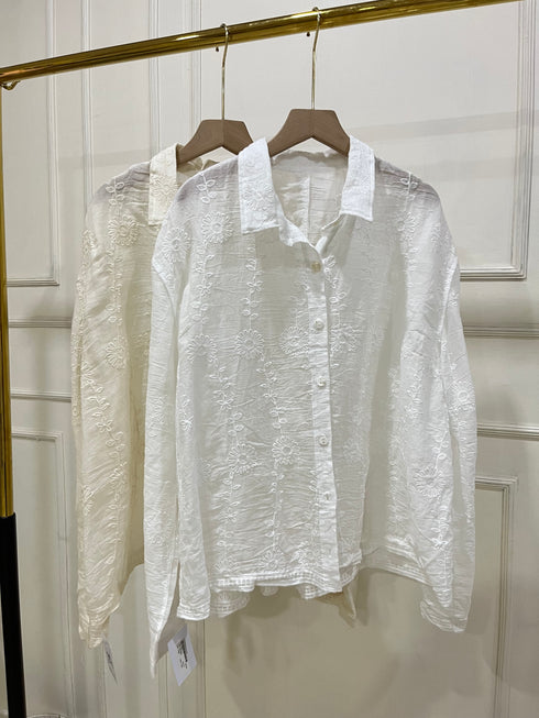 Women Summer Embroidered Cotton Shirts